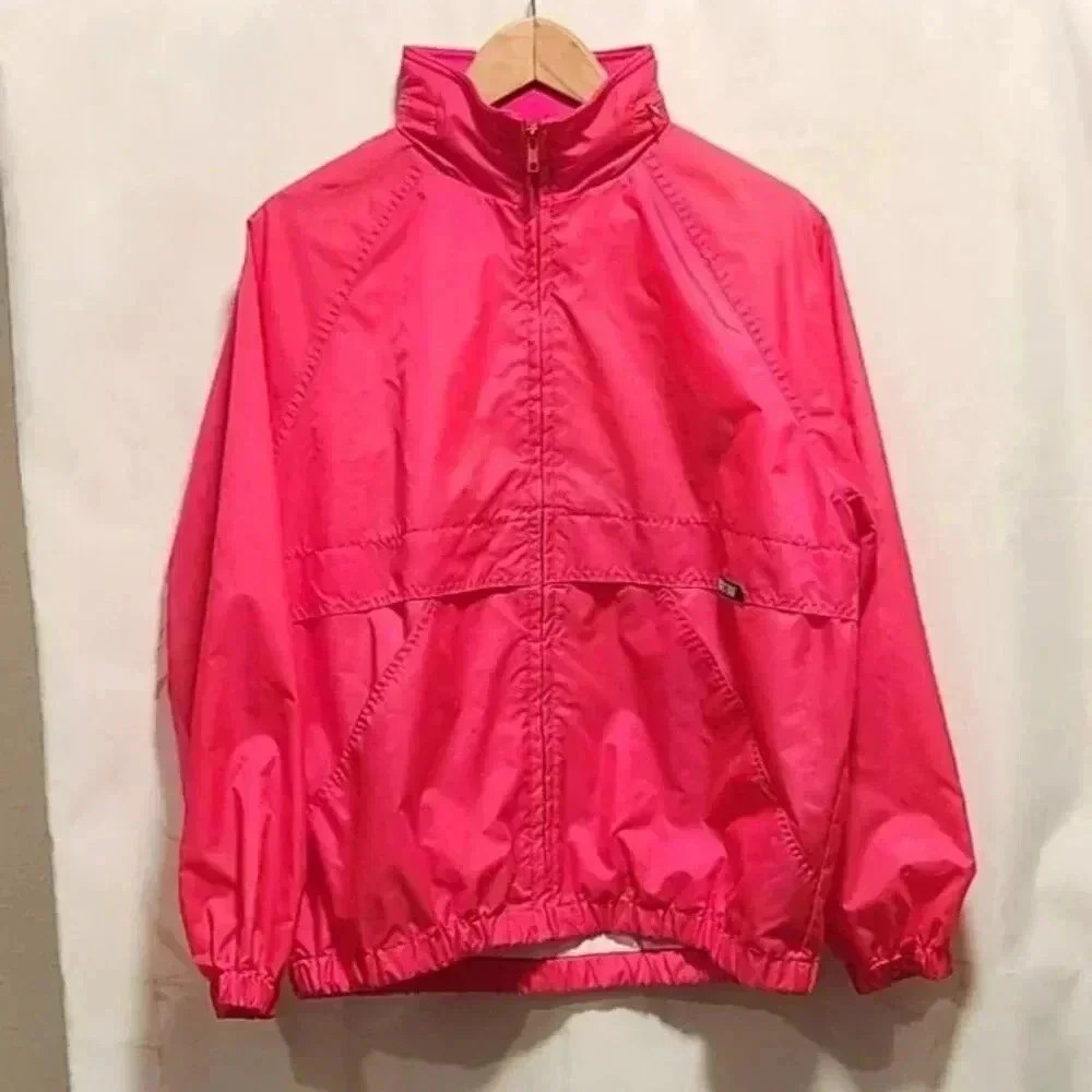 Pacific Trail Vintage Size Large Neon Pink Windbreaker‎ Lined With Hood Elastic
